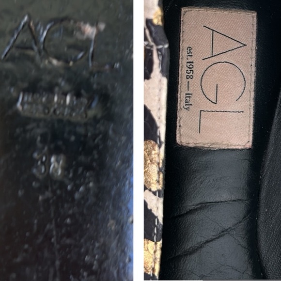 AGL Italy Softy Metallic Gold Leopard Leather Snakeskin Loafers Moccasins 38 / 8 - Picture 15 of 16